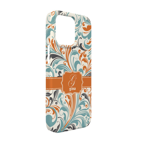 Custom Orange & Blue Leafy Swirls iPhone Case - Plastic - iPhone 13 (Personalized)
