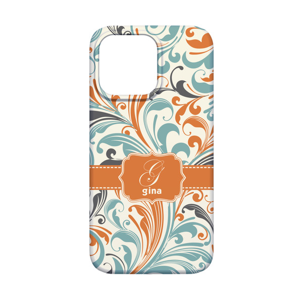 Orange & Blue Leafy Swirls iPhone 13 Mini Case - Back
