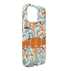 Orange & Blue Leafy Swirls iPhone Case - Plastic - iPhone 13 Pro Max (Personalized)