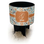 Orange & Blue Leafy Swirls Black Beach Spiker Drink Holder (Personalized)
