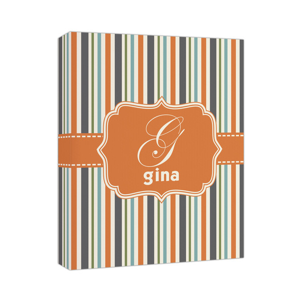 Custom Orange & Blue Stripes Canvas Print - 11x14 (Personalized)