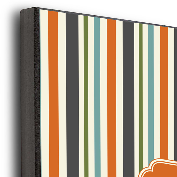 Orange & Blue Stripes 11x14 Wood Print - Closeup