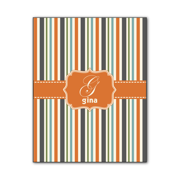 Custom Orange & Blue Stripes Wood Print - 11x14 (Personalized)
