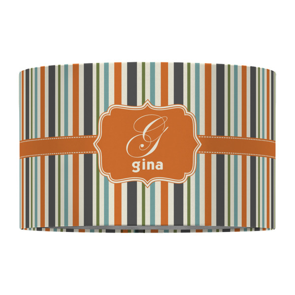 Orange & Blue Stripes 12" Drum Lampshade - FRONT (Fabric)
