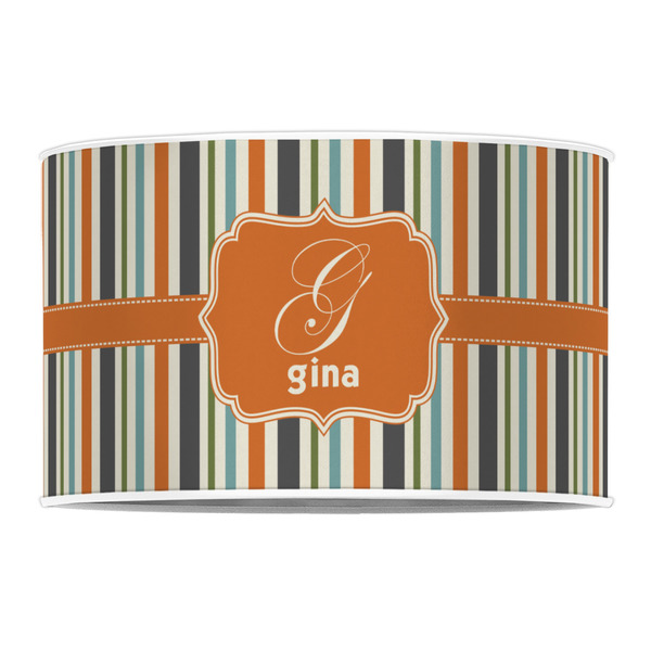 Orange & Blue Stripes 12" Drum Lampshade - FRONT (Poly Film)