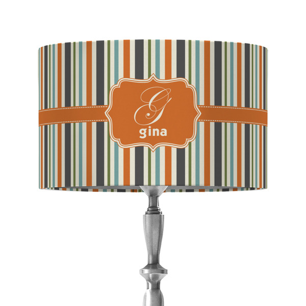 Custom Orange & Blue Stripes 12" Drum Lamp Shade - Fabric (Personalized)