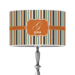 Orange & Blue Stripes 12" Drum Lamp Shade - Poly-film (Personalized)