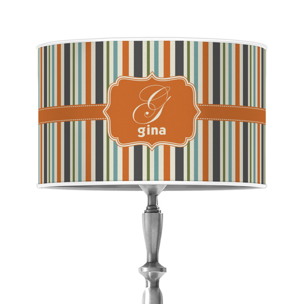 Custom Orange & Blue Stripes 12" Drum Lamp Shade - Poly-film (Personalized)