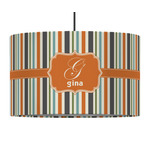 Orange & Blue Stripes 12" Drum Pendant Lamp - Fabric (Personalized)