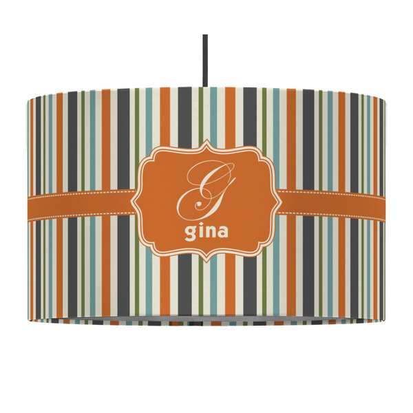 Orange & Blue Stripes 12" Drum Lampshade - PENDANT (Fabric)