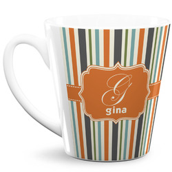 Orange & Blue Stripes 12 Oz Latte Mug (Personalized)