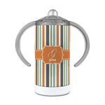 Orange & Blue Stripes 12 oz Stainless Steel Sippy Cup (Personalized)