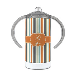 Orange & Blue Stripes 12 oz Stainless Steel Sippy Cup (Personalized)
