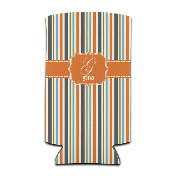 Custom Orange & Blue Stripes Can Cooler (tall 12 oz) (Personalized)