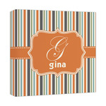 Orange & Blue Stripes Canvas Print - 12x12 (Personalized)