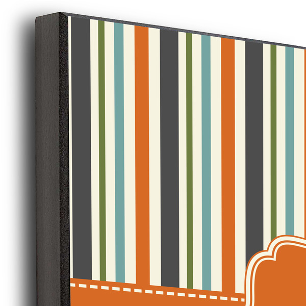 Orange & Blue Stripes 12x12 Wood Print - Closeup