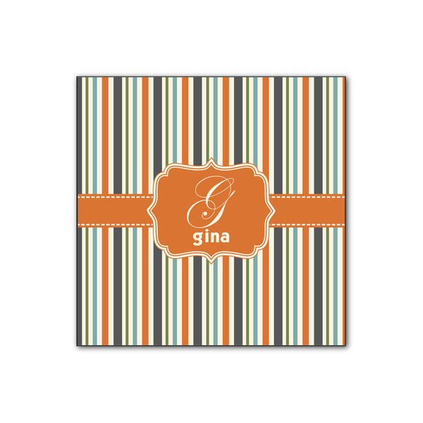 Custom Orange & Blue Stripes Wood Print - 12x12 (Personalized)