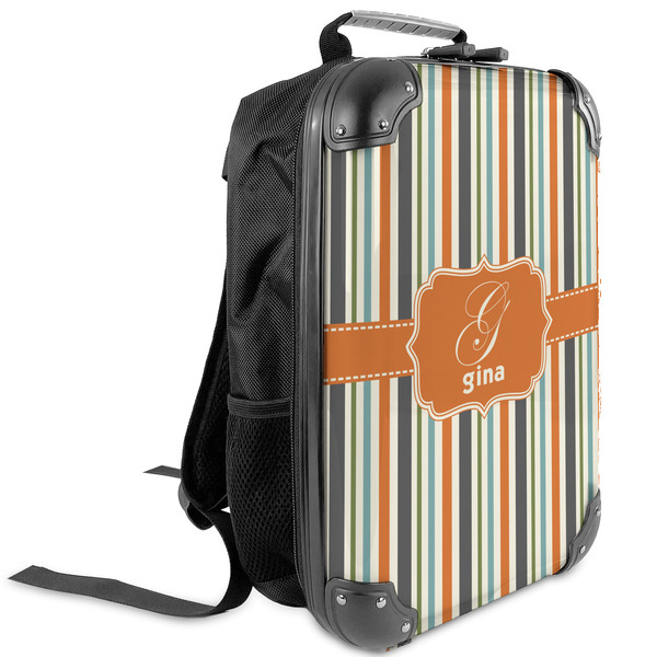 Custom Orange & Blue Stripes Kids Hard Shell Backpack (Personalized)