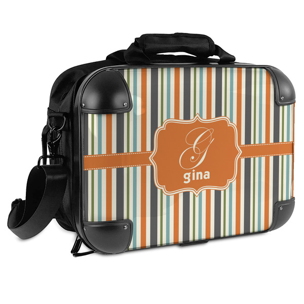 Custom Orange & Blue Stripes Hard Shell Briefcase (Personalized)