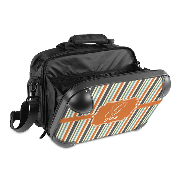 Orange & Blue Stripes 15" Hard Shell Briefcase - Open