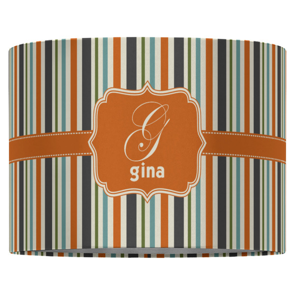 Orange & Blue Stripes 16" Drum Lampshade - FRONT (Fabric)