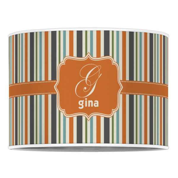 Orange & Blue Stripes 16" Drum Lampshade - FRONT (Poly Film)