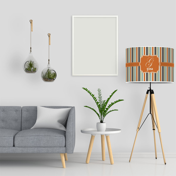 Orange & Blue Stripes 16" Drum Lampshade - LIFESTYLE