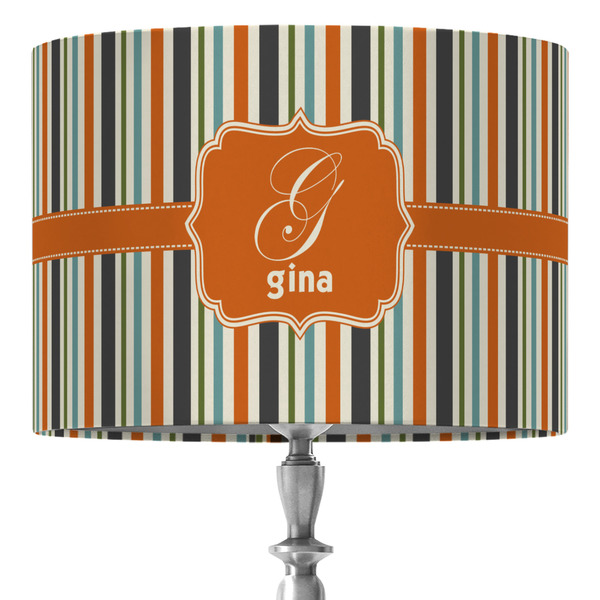 Custom Orange & Blue Stripes 16" Drum Lamp Shade - Fabric (Personalized)