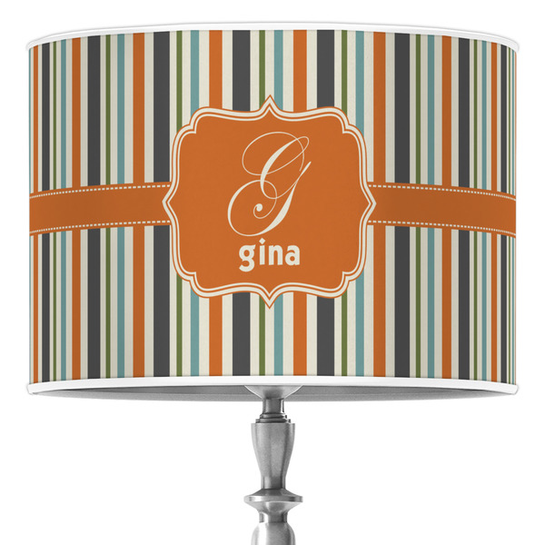 Custom Orange & Blue Stripes Drum Lamp Shade (Personalized)