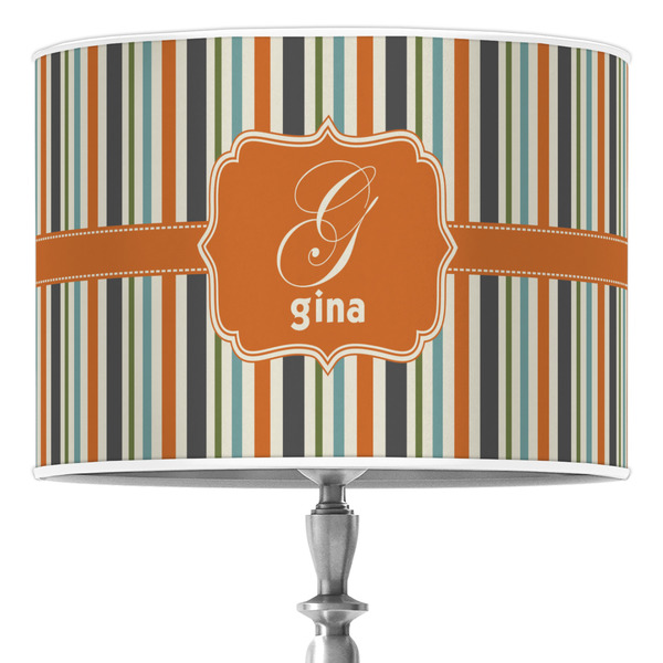 Custom Orange & Blue Stripes Drum Lamp Shade (Personalized)