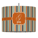 Orange & Blue Stripes 16" Drum Pendant Lamp - Fabric (Personalized)