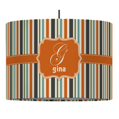 Orange & Blue Stripes Drum Pendant Lamp (Personalized)