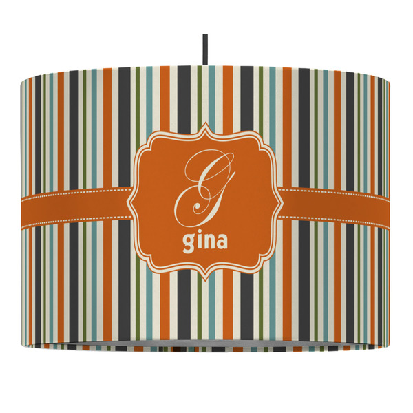 Orange & Blue Stripes 16" Drum Lampshade - PENDANT (Fabric)