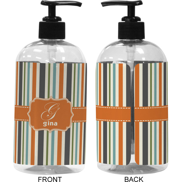 Orange & Blue Stripes 16 oz Plastic Liquid Dispenser (Approval)