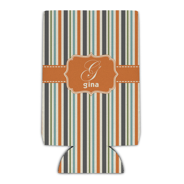 Custom Orange & Blue Stripes Can Cooler (Personalized)
