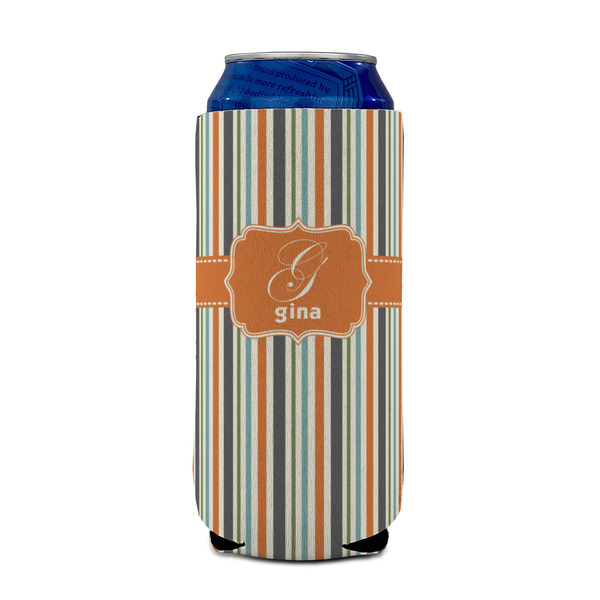 Orange & Blue Stripes 16oz Can Sleeve - FRONT (on can)