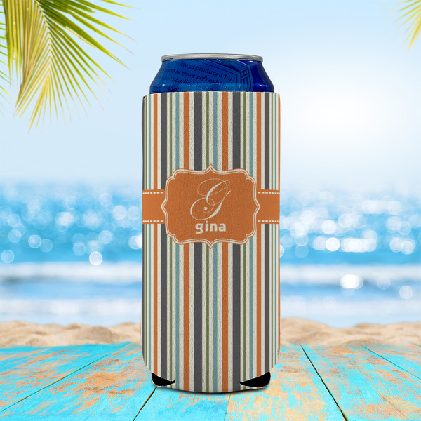 Orange & Blue Stripes 16oz Can Sleeve - LIFESTYLE