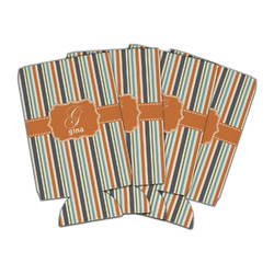 Orange & Blue Stripes Can Cooler (16 oz) - Set of 4 (Personalized)