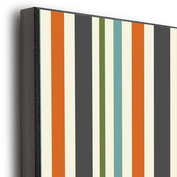 Orange & Blue Stripes 16x20 Wood Print - Closeup