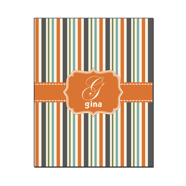 Custom Orange & Blue Stripes Wood Print - 16x20 (Personalized)