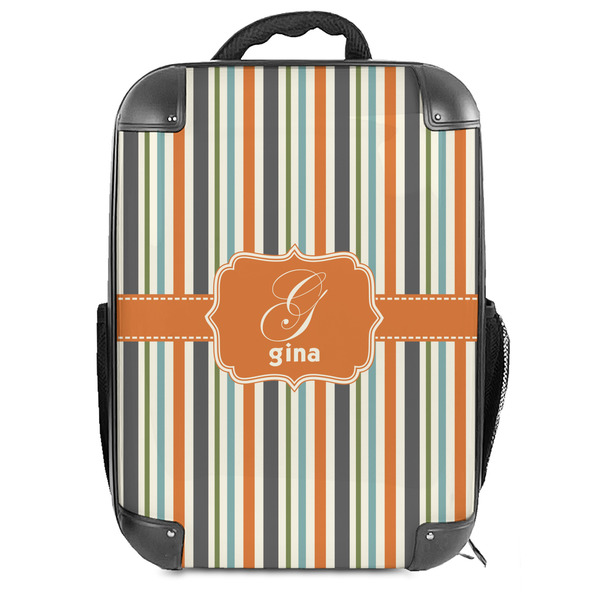 Custom Orange & Blue Stripes Hard Shell Backpack (Personalized)