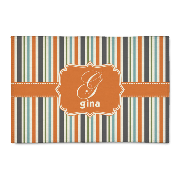 Custom Orange & Blue Stripes Patio Rug (Personalized)
