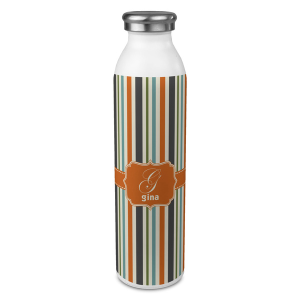 Custom Orange & Blue Stripes 20oz Stainless Steel Water Bottle - Full Print (Personalized)