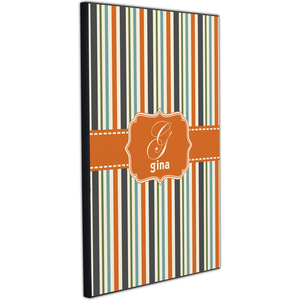 Orange & Blue Stripes 20x30 Wood Print - Angle View