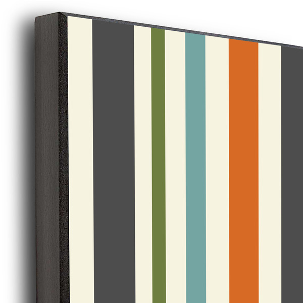 Orange & Blue Stripes 20x30 Wood Print - Closeup