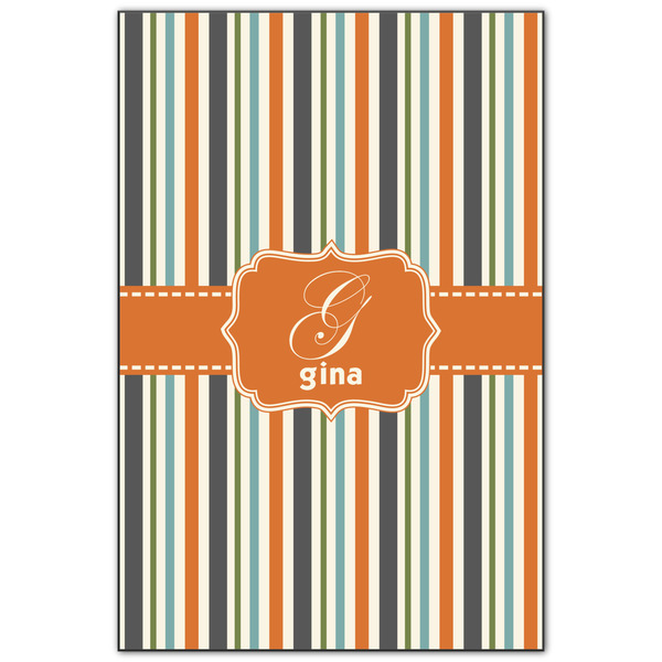 Custom Orange & Blue Stripes Wood Print - 20x30 (Personalized)