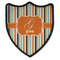 Orange & Blue Stripes Iron On Shield Patch B w/ Name and Initial