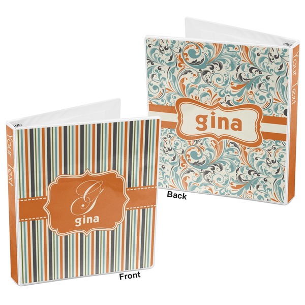 Orange & Blue Stripes 3-Ring Binder Front and Back