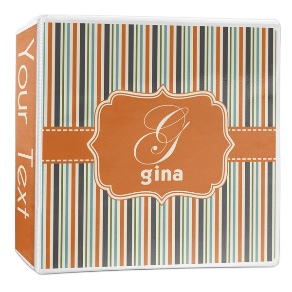 Custom Orange & Blue Stripes 3-Ring Binder - 2 inch (Personalized)