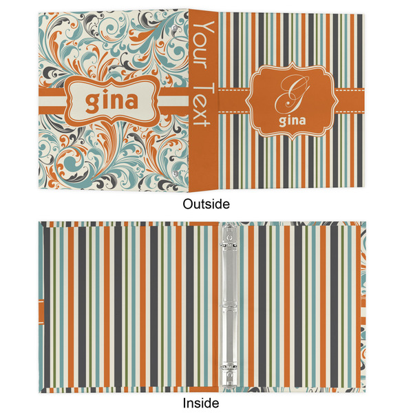 Orange & Blue Stripes 3 Ring Binders - Full Wrap - 1" - APPROVAL